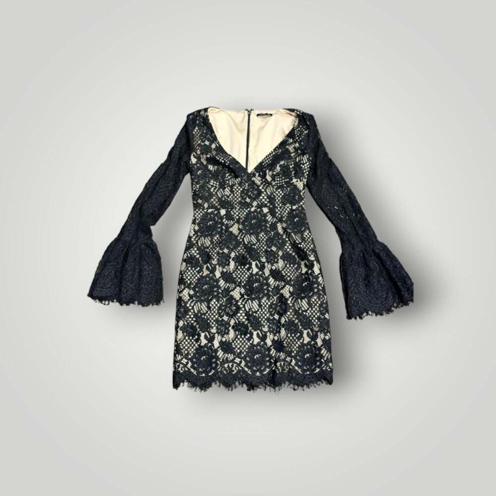 Marciano Enchant Lace Dress Size XS Black Bell Sleeve